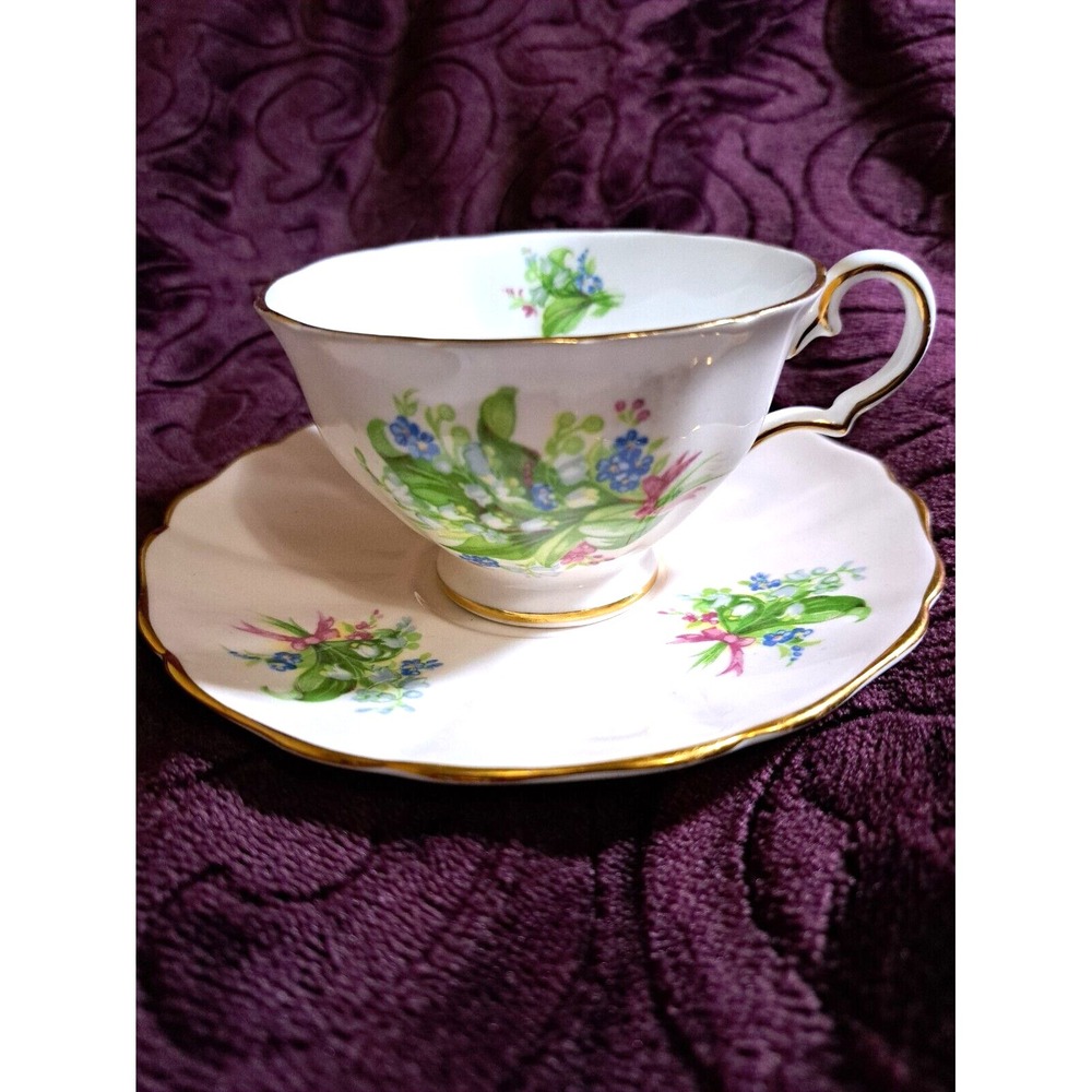 Vintage Westbrook Flora Teacup‎ and Saucer Bone China made in England 1950s